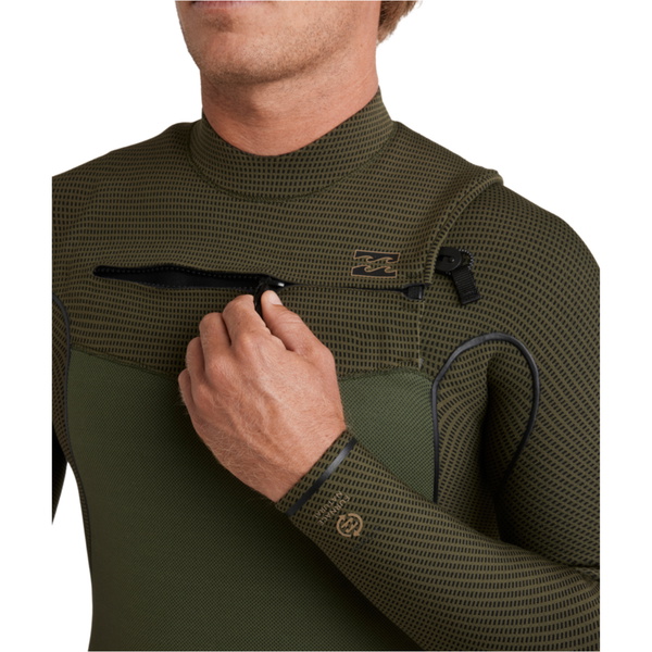 2025 Billabong Mens Furnace Natural 4/3mm Chest Zip Wetsuit 24AW193501 - Military